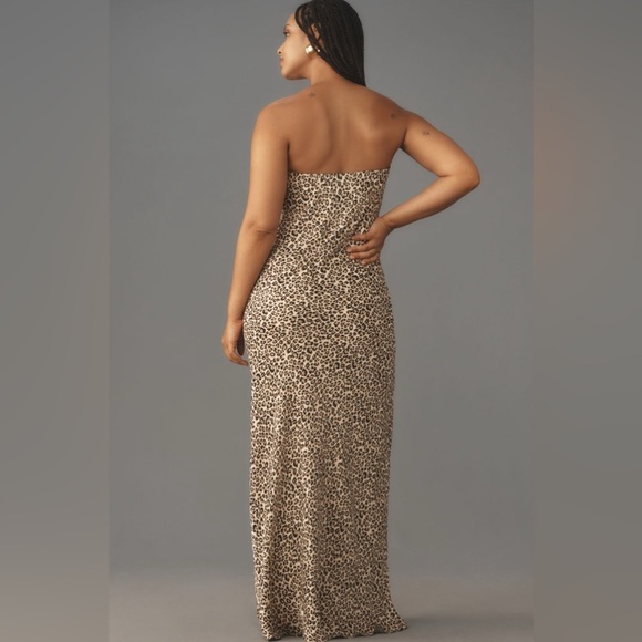 NWT! Anthropologie The Fleur Strapless Satin Maxi Slip Dress - Medium Petite 🐚 - Picture 6 of 10